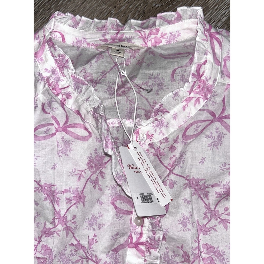 New $79 LUCKY BRAND Love Trellis Pattern Blouse Fancy Ruffle Medium